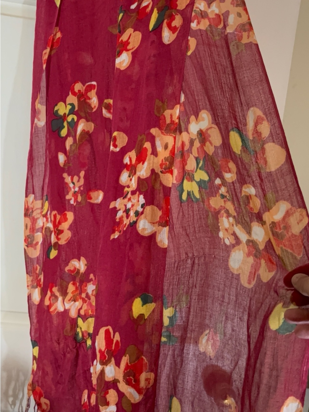 Floral Raspberry Red scarf/wrap - Picture 4 of 4